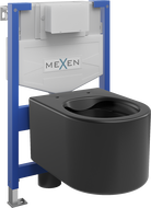 Mexen комплект за вграждане WC стелаж Fenix XS-F с тоалетна чиния София, черен мат - 6803354XX85