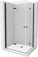 Душ кабина Mexen Lima Duo сгъваема 90 x 80 см, прозрачна, черна + поддон Flat - 856-090-080-70-02-4010B