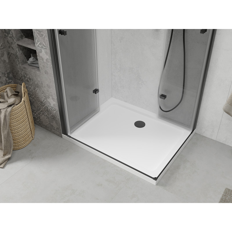 Mexen Lima Дуо сгъваем душ кабина 100 x 90 см, прозрачна, черна + подложка Flat