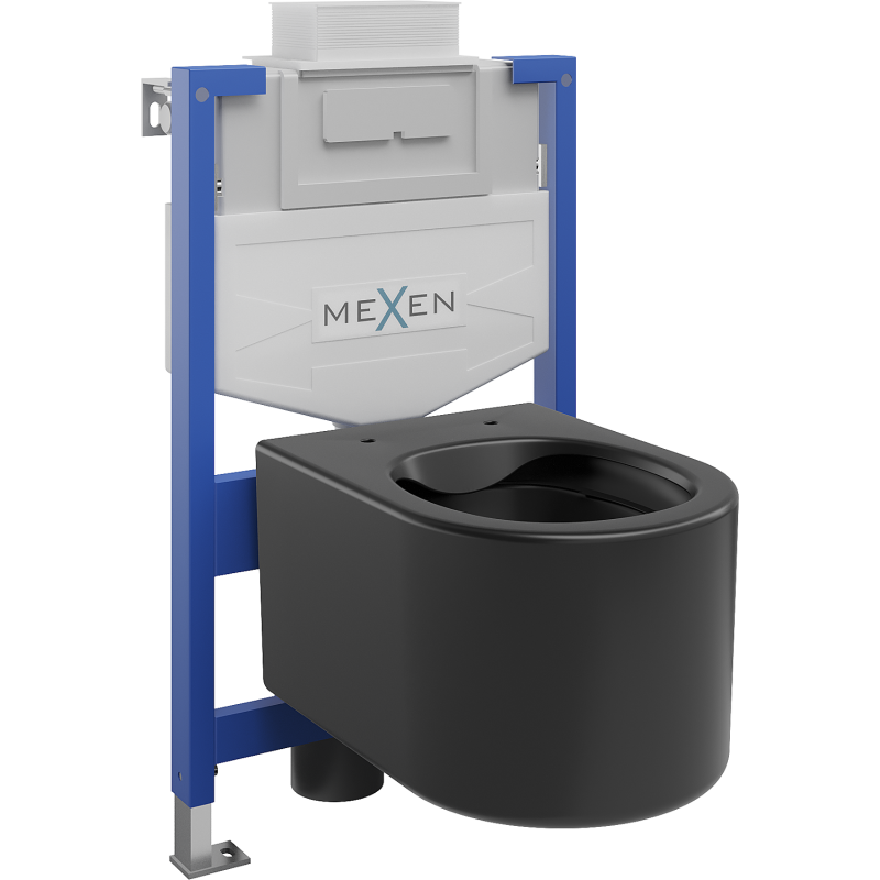 Mexen вграден комплект WC със стелаж Fenix XS-U с WC чиния София, черен мат - 6853354XX85