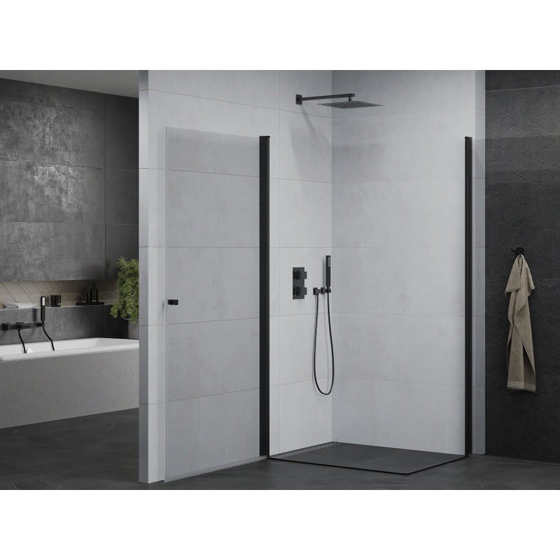 Mexen Pretoria Дуо кабина за душ с отваряща се врата 90 x 80 см, прозрачна, черна