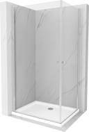 Mexen Pretoria Duo душ кабина с отваряща се врата 80 x 70 см, прозрачна, хром + поддушова тава Flat - 852-080-070-01-02-4010