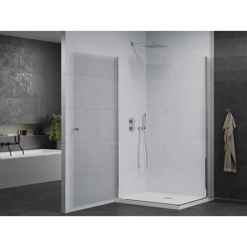 Mexen Pretoria Душ кабина с две врати 90 x 80 см, прозрачна, хромирана + плосък