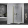 Mexen Pretoria Duo сгъваема душ кабина 70 x 70 см, прозрачна, златен + корито Flat