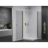 Mexen Pretoria Duo сгъваема душ кабина 70 x 70 см, прозрачна, златен + корито Flat