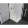 Mexen Pretoria Duo душ кабина отваряща се 80 x 70 см, прозрачна, златна + подложка Flat - 852-080-070-50-02-4010G