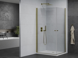 Mexen Pretoria Душ кабина Duo с отваряща се врата 90 x 80 см, прозрачна, златиста +