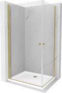 Mexen Pretoria Душ кабина Duo с отваряща се врата 90 x 80 см, прозрачна, златиста +