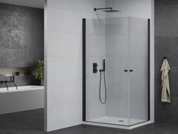 Mexen Pretoria Duo душ кабина отваряща се 90 x 80 см, прозрачна, черна + плосък