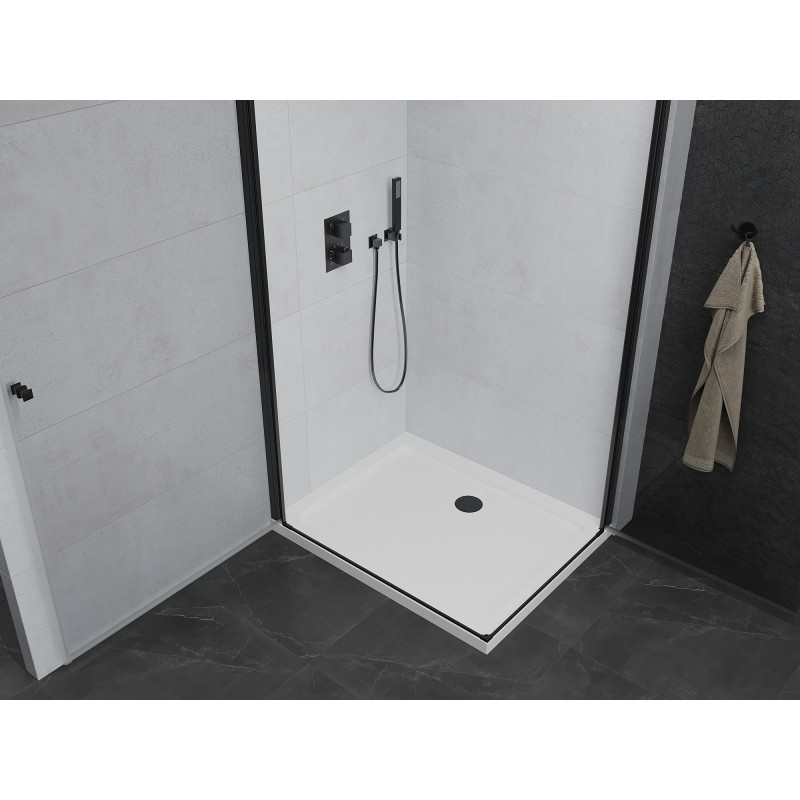 Mexen Pretoria Duo душ кабина отваряща се 90 x 80 см, прозрачна, черна + плосък