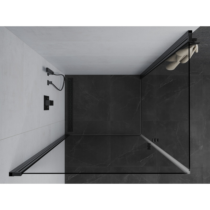 Mexen Pretoria Дуо душ кабина с отваряща се врата 100 x 90 см, прозрачна, черна