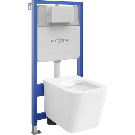 Комплект за вграждане WC Mexen с рамка Fenix Slim с тоалетна чиния Teo, бял гланц - 6103385XX00