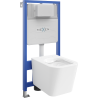Комплект за вграждане WC Mexen с рамка Fenix Slim с тоалетна чиния Teo, бял гланц - 6103385XX00