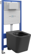 Mexen комплект с вградена тоалетна Fenix Slim с тоалетна чиния Teo, черен мат - 6103385XX85