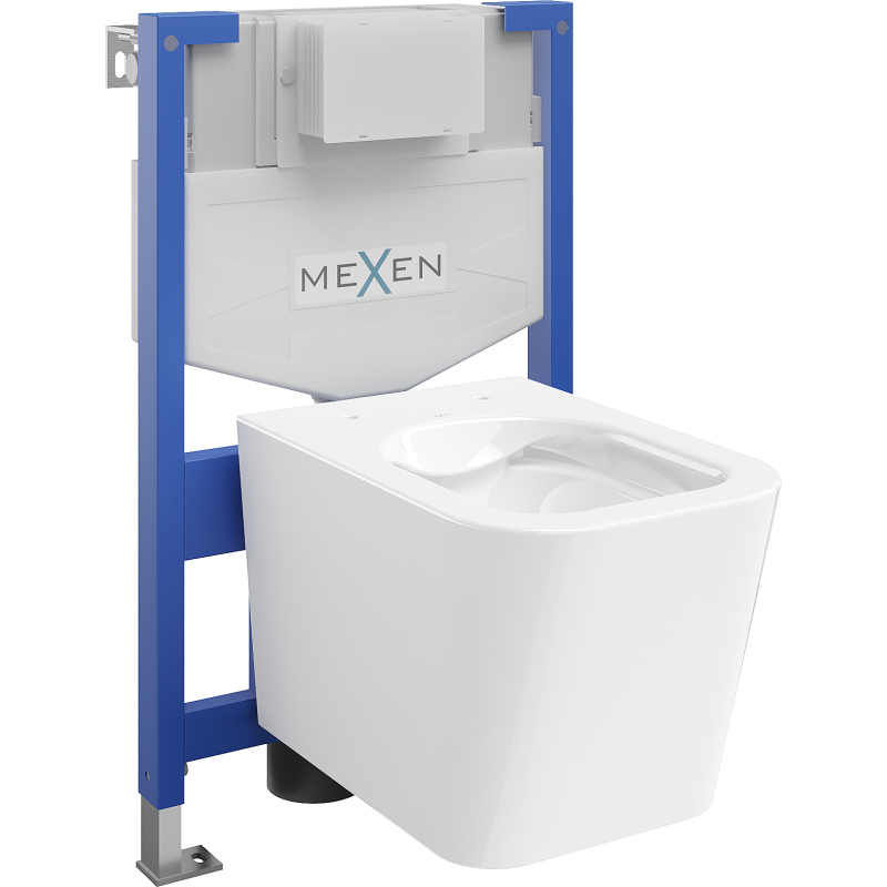Mexen Teo вграден WC комплект Fenix XS-F със стойка и тоалетна чиния, бял блясък