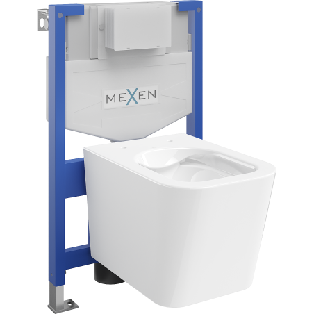 Mexen Teo вграден WC комплект Fenix XS-F със стойка и тоалетна чиния, бял блясък