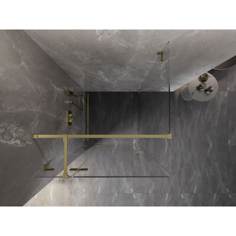 Mexen Lunar T лява душ кабина 90 x 90 см, прозрачна, матово златна - 834T-090-090-55-00-L