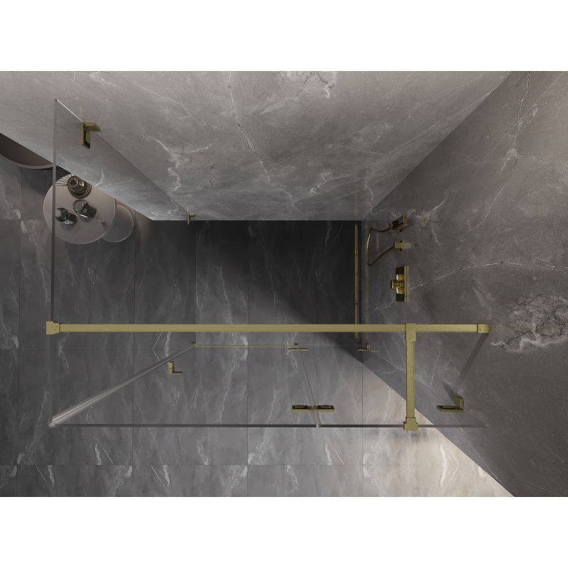 Mexen Lunar T душ кабина отваряема, дясна 100 x 80 см, прозрачна, златна матирана - 834T-100-080-55-00-P