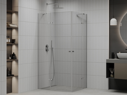 Mexen Roma Duo отваряема душ кабина 90 x 80 см, прозрачна, хром - 854-090-080-02-00