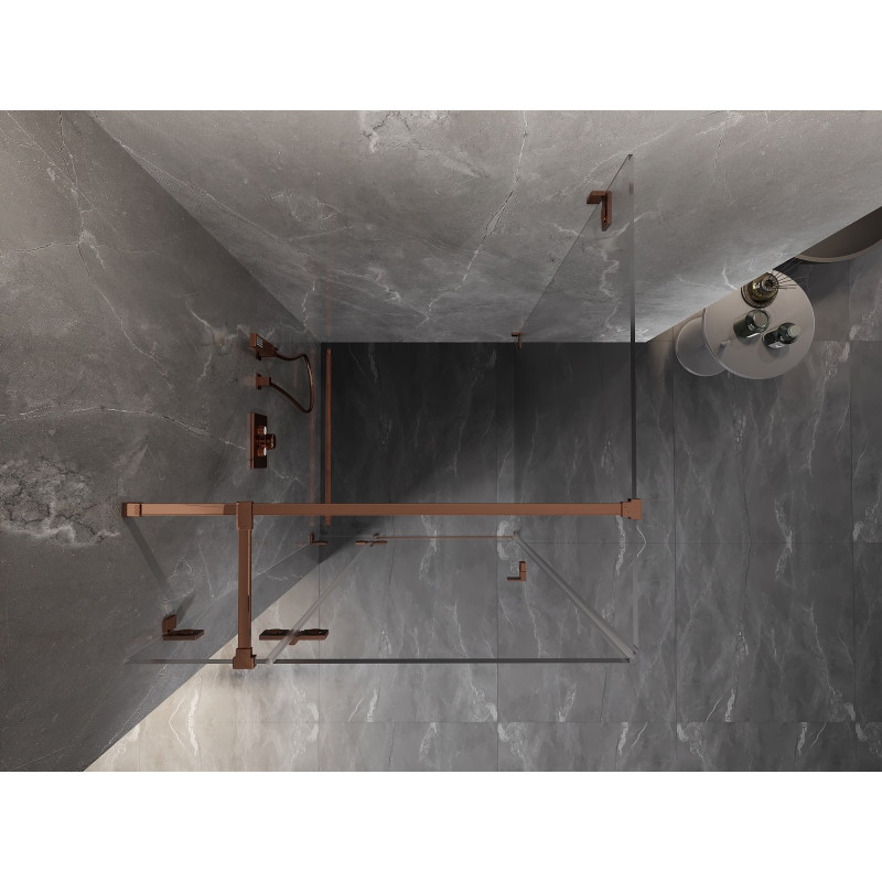 Mexen Lunar T лява отваряема душ кабина 90 x 90 см, прозрачна, розово злато