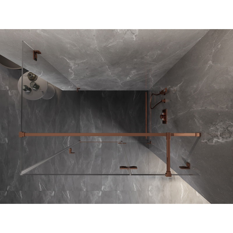 Mexen Lunar T обръщаща се душ кабина дясна 75 x 90 см, прозрачна, розово злато