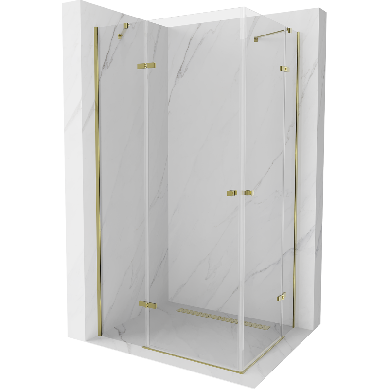 Mexen Roma Duo душ кабина с отваряща се врата 80 x 70 см, прозрачна, златна - 854-080-070-50-00-02