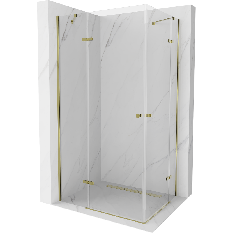 Mexen Roma Duo въртяща се душ кабина 90 x 80 см, прозрачна, златна - 854-090-080-50-00-02