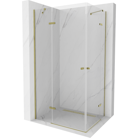 Mexen Roma Duo въртяща се душ кабина 90 x 80 см, прозрачна, златна - 854-090-080-50-00-02