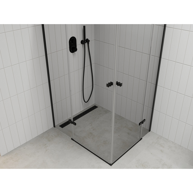 Mexen Roma Дуо душ кабина 80 x 70 см, прозрачна, черна - 854-080-070-70-00-02