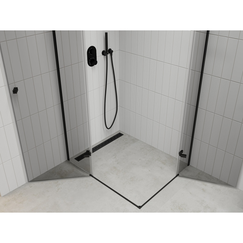 Mexen Roma Душ кабина Duo, отваряема, 90 x 80 см, прозрачна, черна - 854-090-080-70-00-02