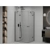 Mexen Roma Duo стъклена душ кабина с врата 90 x 80 см, прозрачна, черна - 854-090-080-70-00-02