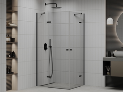 Mexen Roma Duo душ кабина с отваряне 90 x 80 см, прозрачна, черна - 854-090-080-70-00-02