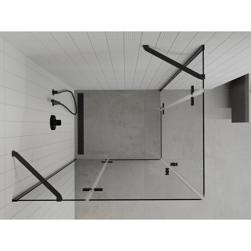 Mexen Roma Душ кабина Duo, отваряема, 90 x 80 см, прозрачна, черна - 854-090-080-70-00-02