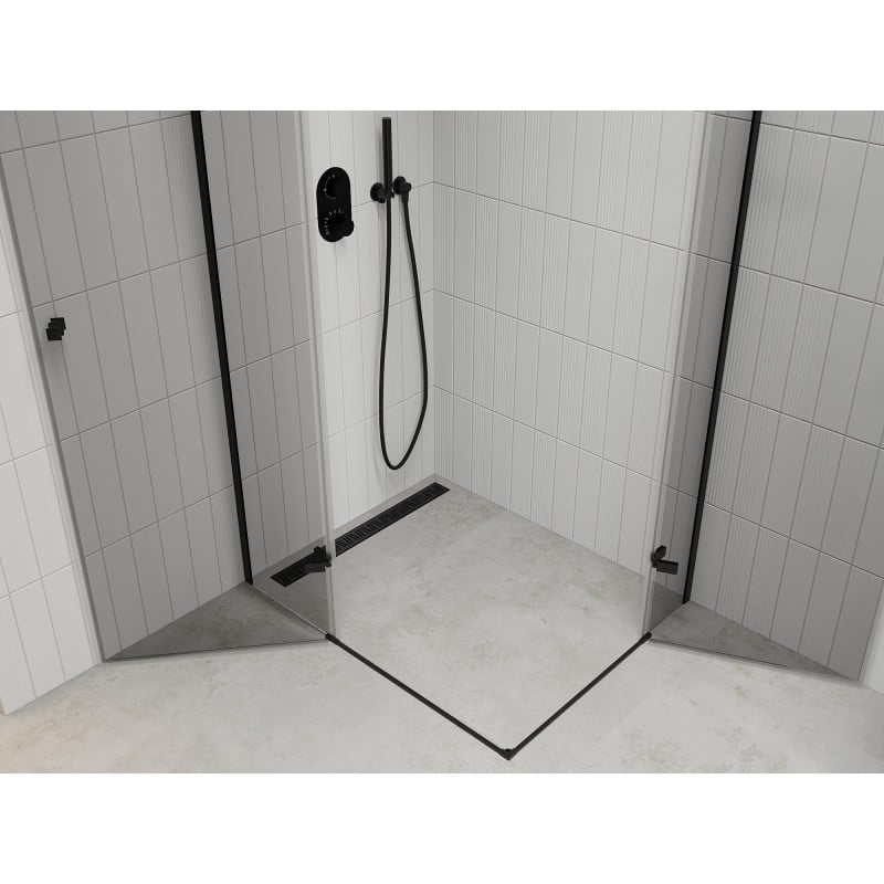 Mexen Roma Душ кабина Duo с отварящи се врати 100 x 90 см, прозрачна, черна