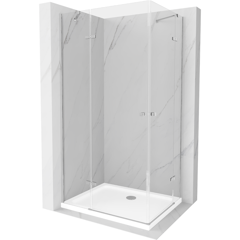 Душ кабина Mexen Roma Duo, отваряем модел 90 x 80 см, прозрачен, хром + поддон Flat - 854-090-080-01-02-4010