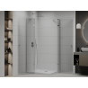 Mexen Roma Duo отваряема душ кабина 100 x 90 см, прозрачна, хром + корито Flat
