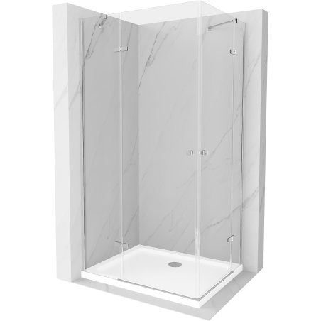 Mexen Roma Duo отваряема душ кабина 100 x 90 см, прозрачна, хром + корито Flat