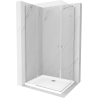 Mexen Roma Duo отваряема душ кабина 100 x 90 см, прозрачна, хром + корито Flat