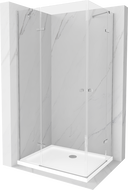 Mexen Roma Duo отваряема душ кабина 100 x 90 см, прозрачна, хром + корито Flat