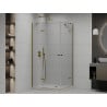 Mexen Roma Duo душ кабина с отваряща се врата 90 x 80 см, прозрачна, златна + поддушова тава Flat - 854-090-080-50-02-4010G