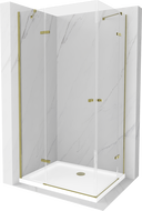 Mexen Roma Duo душ кабина отваряем 90 x 80 см, прозрачна, златна + поддона Flat - 854-090-080-50-02-4010G