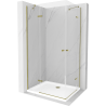 Mexen Roma Duo сгъваем душ кабина 100 x 90 см, прозрачна, златна + корито Flat