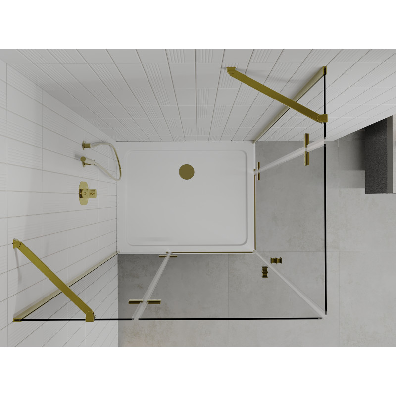 Mexen Roma Duo сгъваем душ кабина 100 x 90 см, прозрачна, златна + корито Flat