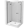 Mexen Roma Duo душ кабина с въртяща се врата 100 x 90 см, прозрачна, черна + корито Flat - 854-100-090-70-02-4010B