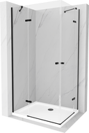 Mexen Roma Duo душ кабина с въртяща се врата 100 x 90 см, прозрачна, черна + корито Flat - 854-100-090-70-02-4010B