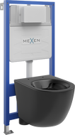 Mexen комплект стенен тоалетен стелаж Fenix Slim с тоалетна чиния Lena, черен мат - 6103322XX85