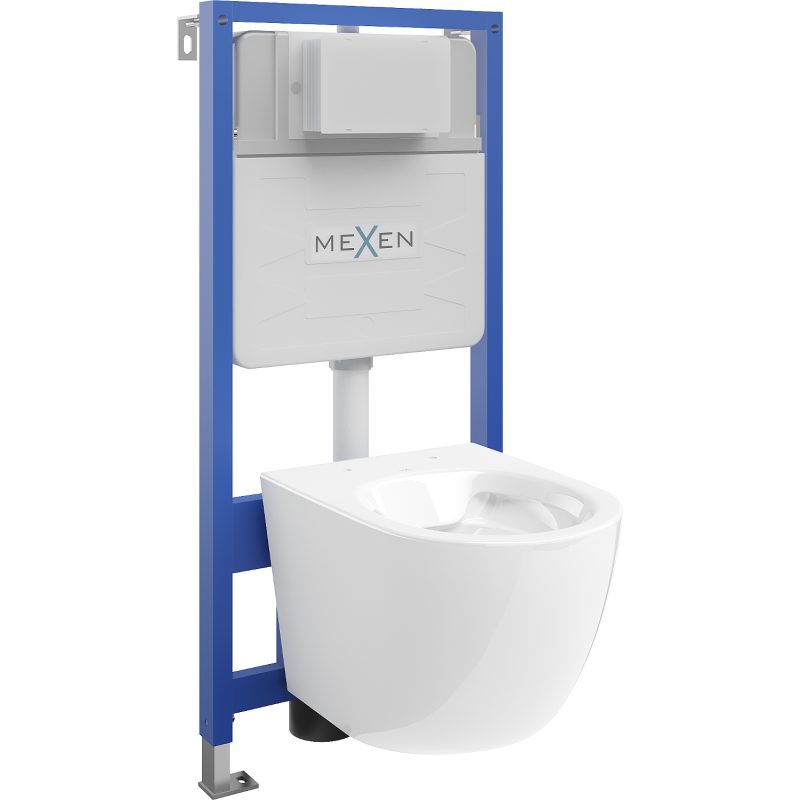 Комплект Mexen за вграждане WC, структура Fenix Slim с тоалетна чиния Lena, бял гланц - 6103322XX00