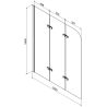 Mexen Cube правоъгълна вана 170 x 80 cm с корпус и 3-крила параван 120 cm, прозрачен, хром - 550517080X9012030100