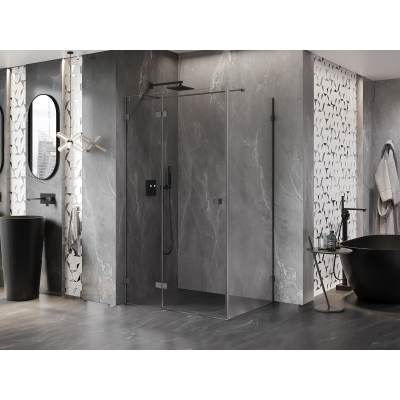 Mexen Lunar T лява отваряема душ кабина 85 x 90 см, прозрачна, четкано оръжие
