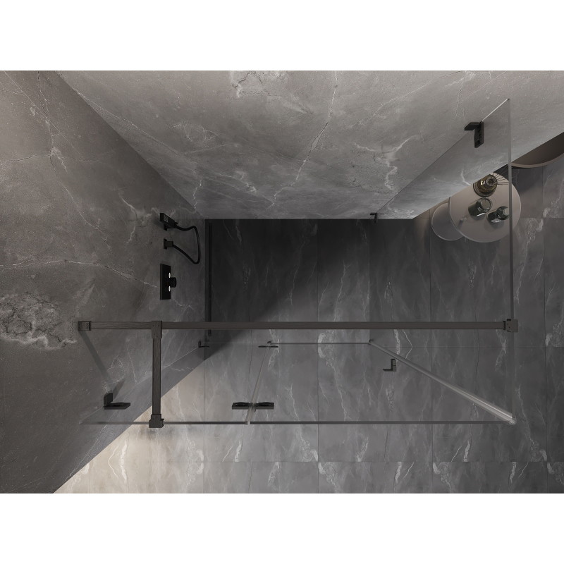 Mexen Lunar T лява отваряема душ кабина 85 x 90 см, прозрачна, четкано оръжие